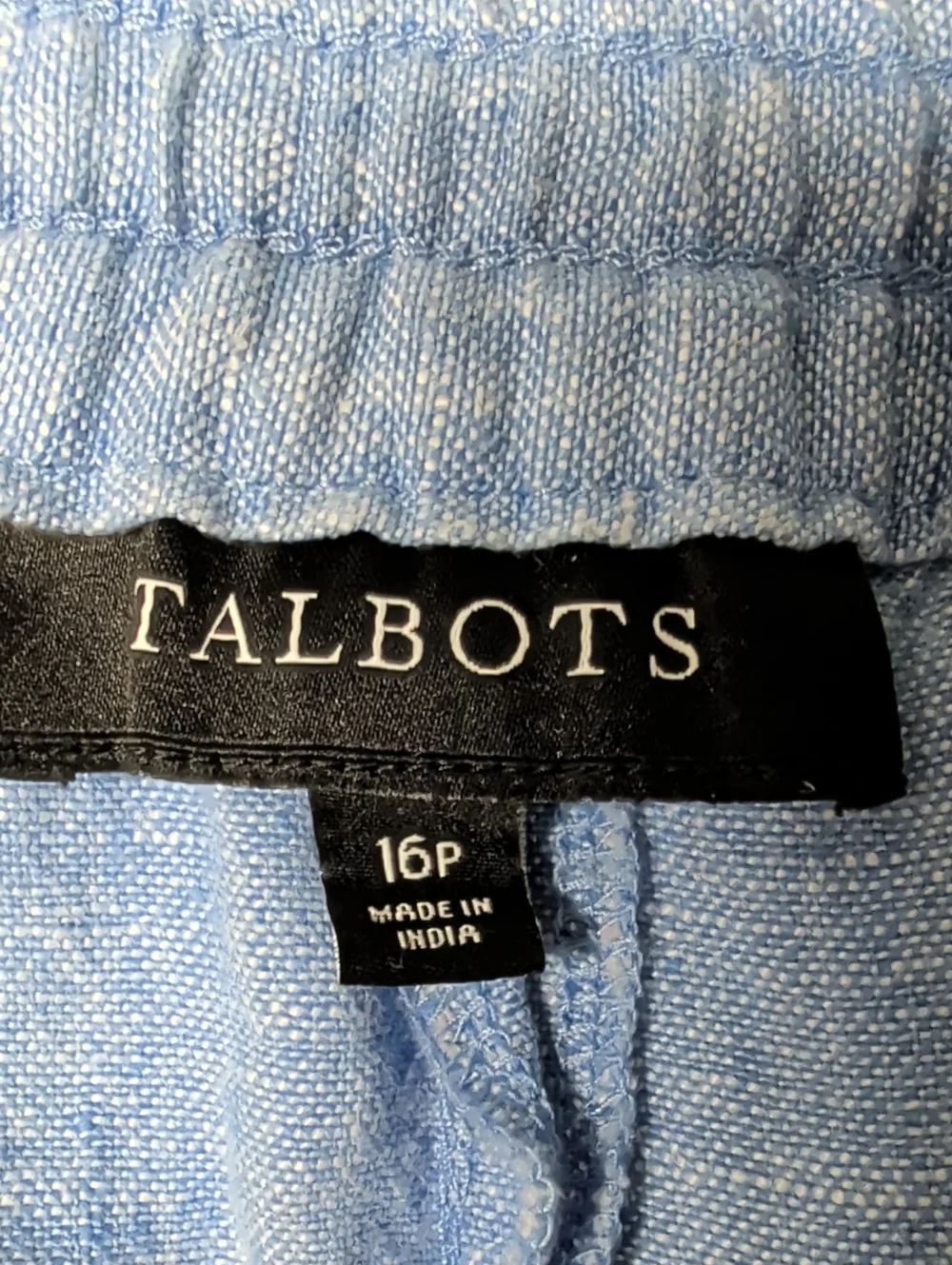 Talbots Women's 100% Linen 16 Petite pale blue cropped pants